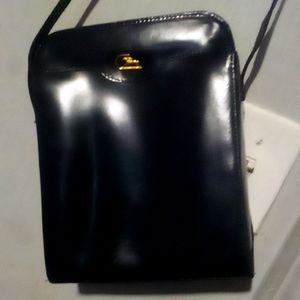 ladies , Cristian , medium, black , Italian leather over shoulder purse.